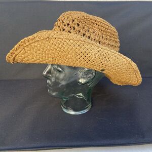 C.C. Straw Cowboy Hat Western Boho Festival Sun Hat One Size Natural